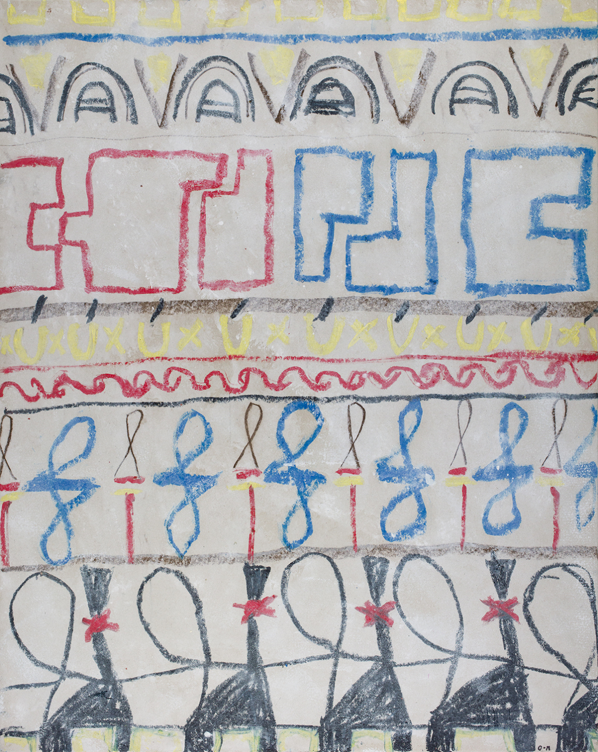 Oskar Manigk, Vorzeigebild, 2013, Mischtechnik auf Graupappe, 100 x 80 cm