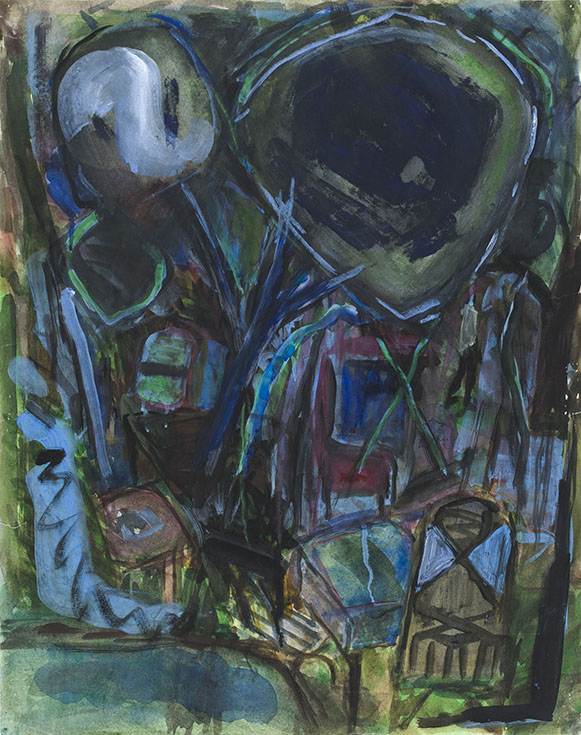 Brigitte Handschick, Pfarrgarten, 1992, Aquarell auf Papier, 56,2 x 44,6 cm
