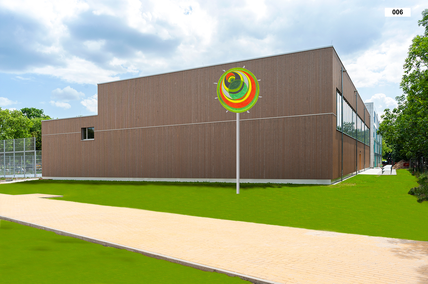 Entwurf „Marcels Lolly“ von Heidi Sill, Kunstwettbewerb Grundschule Rennbahnstraße, Auslober: Bezirksamt Pankow von Berlin, 2023