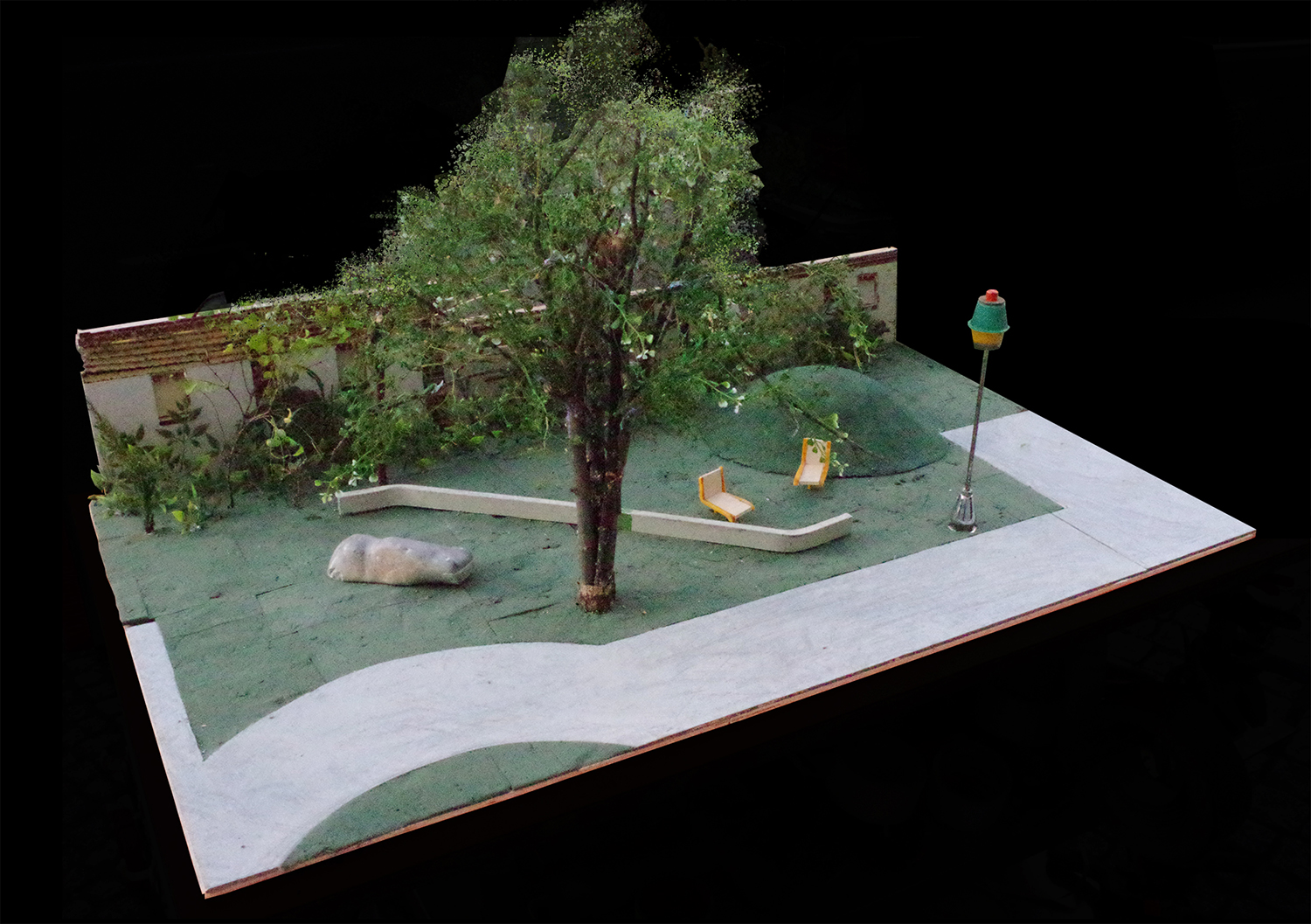 Entwurf „Stein, Schere, Papier“ von Karsten Konrad, Kunstwettbewerb Temporärer Schulstandort Thulestraße, Auslober: Bezirksamt Pankow von Berlin, 2023