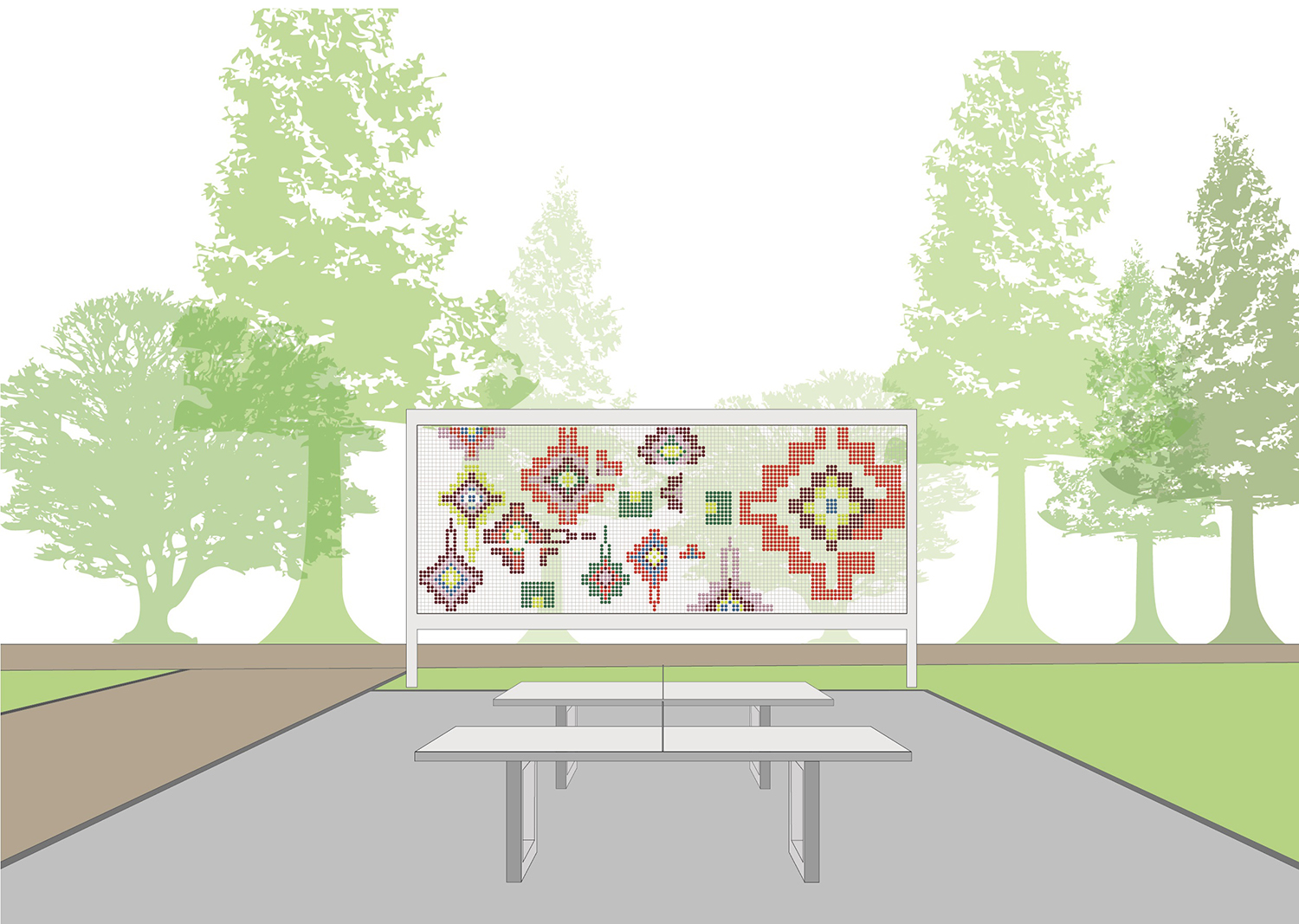 Entwurf ohne Titel von Jeanno Gaussi, Kunstwettbewerb Temporärer Schulstandort Thulestraße, Auslober: Bezirksamt Pankow von Berlin, 2023