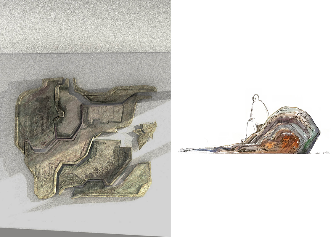 Entwurf „Transformative Landschaft“ von Marta Dyachenko, Kunstwettbewerb Gustave-Eiffel-Schule, Auslober: Bezirksamt Pankow von Berlin, 2025