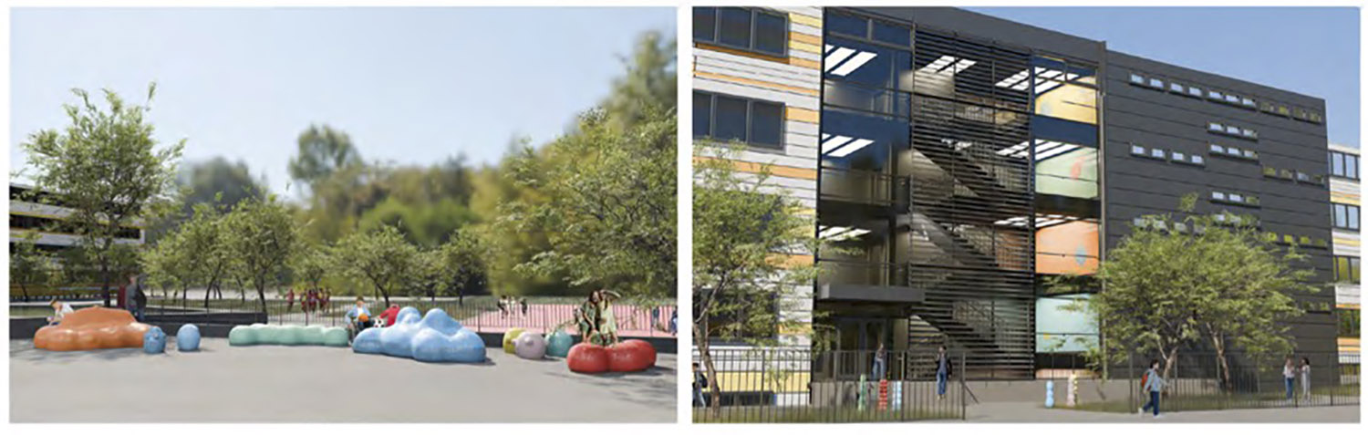 Entwurf „Konstellationen“ von Clare Burnett, Kunstwettbewerb Gustave-Eiffel-Schule, Auslober: Bezirksamt Pankow von Berlin, 2025