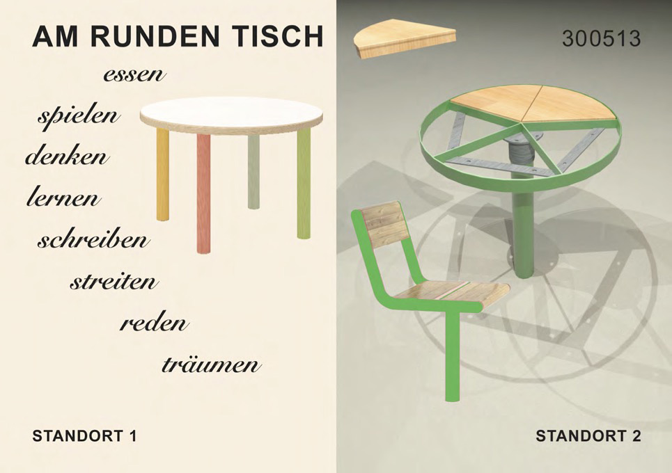 Entwurf „Am Runden Tisch“ von Karla Sachse, Kunstwettbewerb Gustave-Eiffel-Schule, Auslober: Bezirksamt Pankow von Berlin, 2025