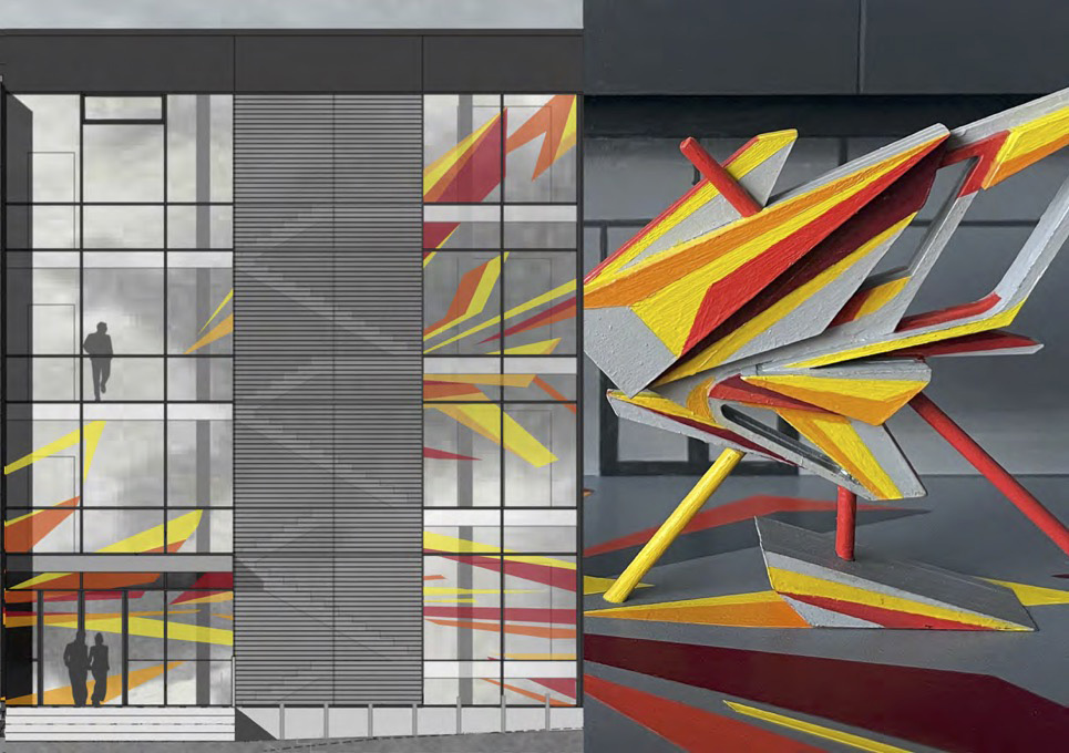 Entwurf „ZukunftFuture“ von Lars Niebuhr, Kunstwettbewerb Gustave-Eiffel-Schule, Auslober: Bezirksamt Pankow von Berlin, 2025