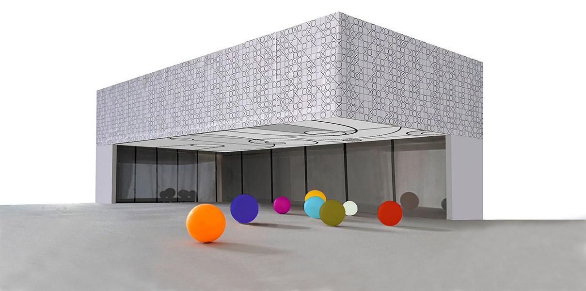 Entwurf „Ballwechsel“ von Angela Lubič, 1. Rang und Realisierungsempfehlung, Kunstwettbewerb Reinhold-Burger-Schule, Auslober: Bezirksamt Pankow von Berlin, 2025