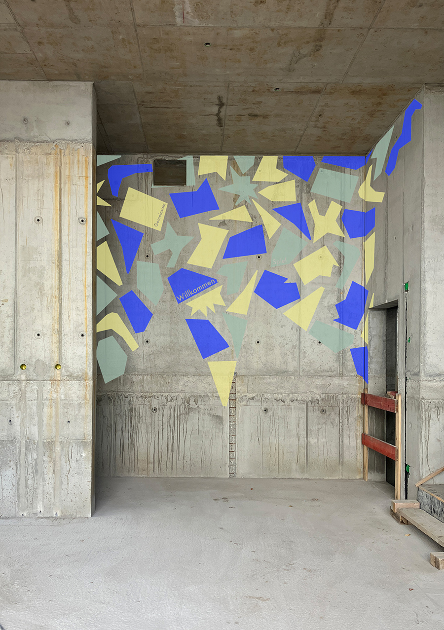 Entwurf „Zusammengetragen – Eine kollaborative Wandarbeit für das MAXIM“ von Valeria Fahrenkrog, Auswahlverfahren Kunst am Bau MAXIM Kinder- und Jugendkulturzentrum, Auslober: Bezirksamt Pankow von Berlin, 2026