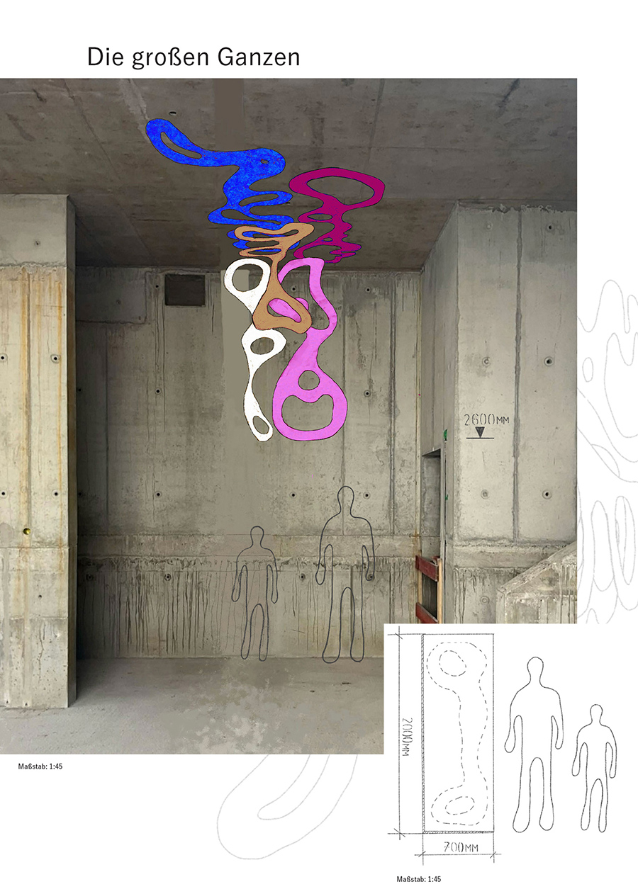 Entwurf „Die großen Ganzen“ von Maik Schierloh, Auswahlverfahren Kunst am Bau MAXIM Kinder- und Jugendkulturzentrum, Auslober: Bezirksamt Pankow von Berlin, 2026