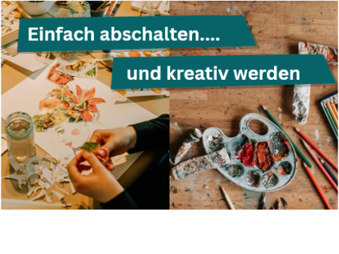 Grafik mit Schrift: Einfach abschalten .... und kreativ werden