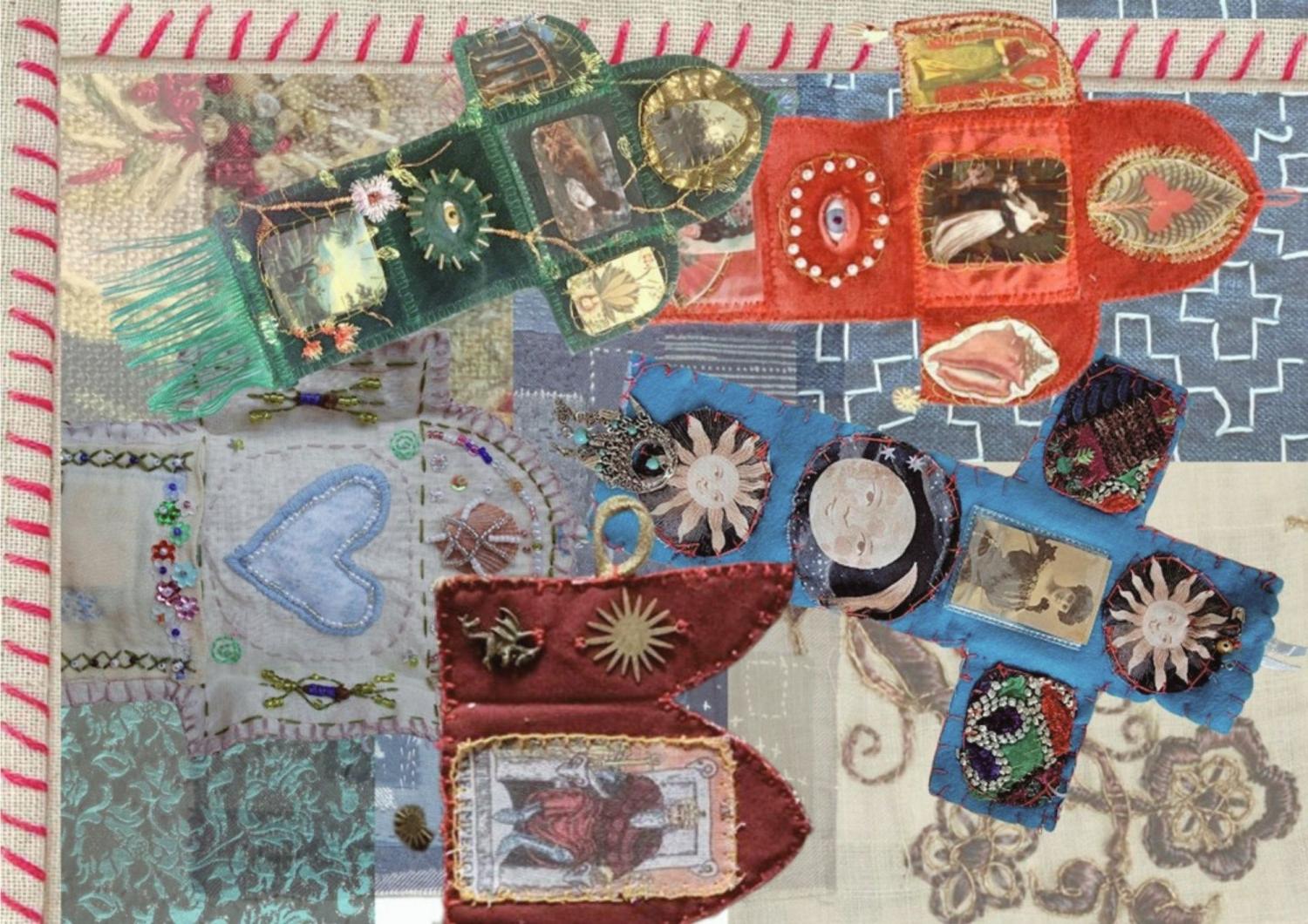 Taschenschrein Basteln aus alten Fotos und Stoff