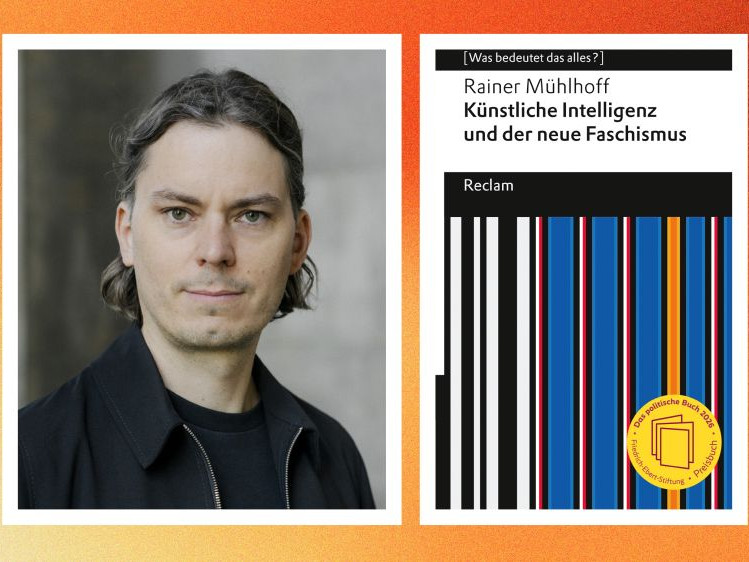 Foto von Rainer Mühlhof und Buchcover: Künstliche Intelligenz und der neue Faschismus
