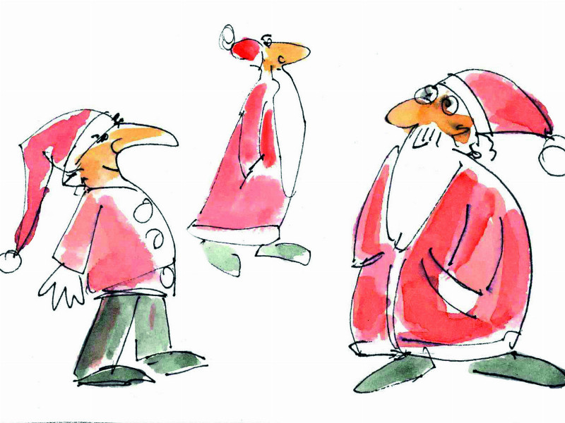 Grafik mit Weihnachtsmänner