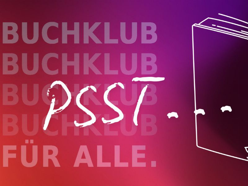 Grafik von einem Buch und Text "Psst..."