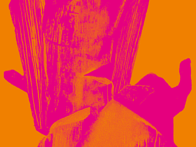 Pinke Muster auf orangenem Hintergrund