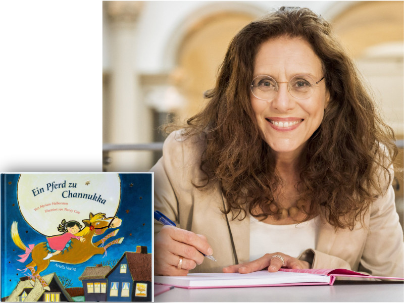 Buchcover: Ein Pferd zu Channukka von Myriam Halberstam und ein Foto der Autorin