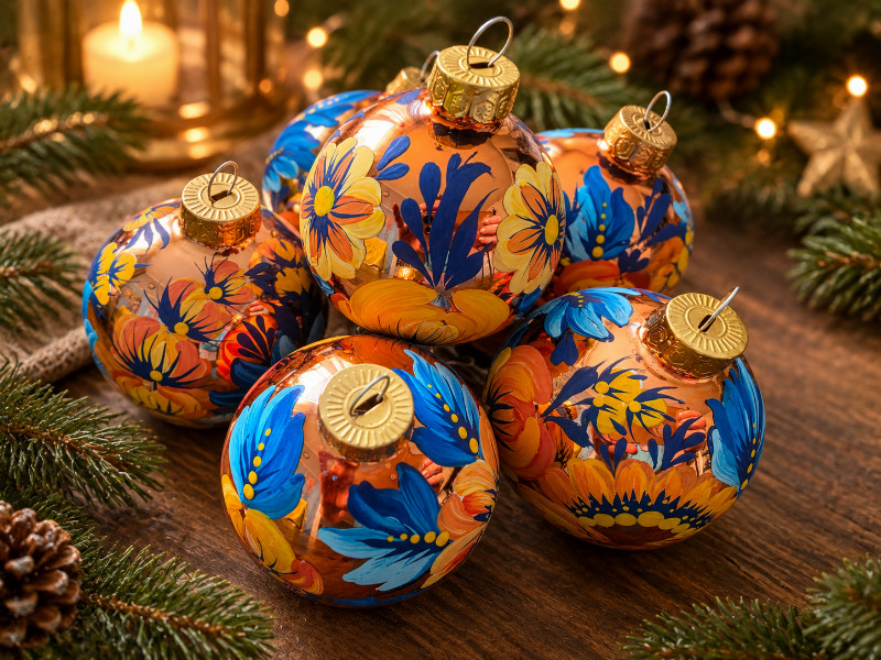 Weihnachtskugeln zu sehen 