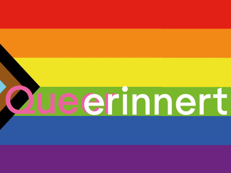 Progressive Regenbogenflagge mit Veranstaltungstitel