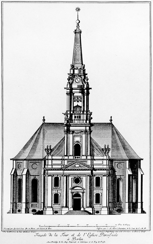 ursprünglicher Aufriss mit Glockenturm nach Jean de Bodt, o.J.