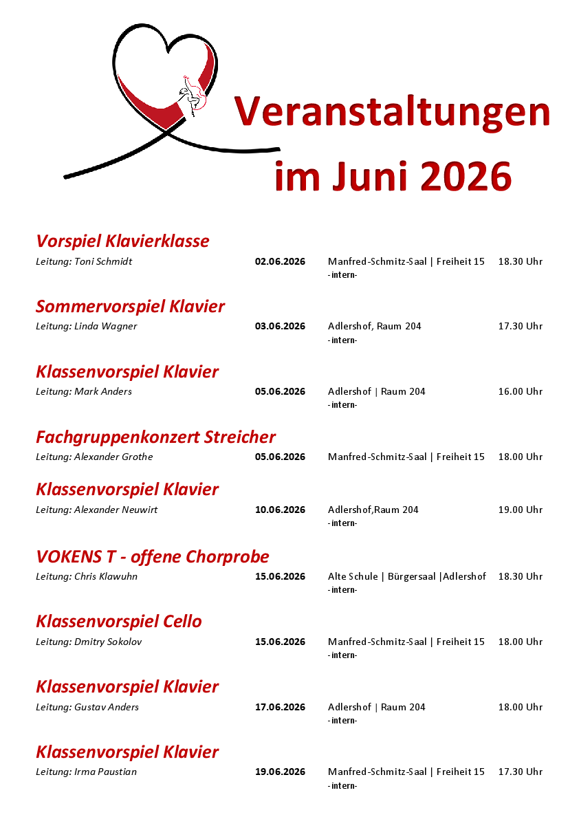 Veranstaltungen Juni 2026-Übersicht