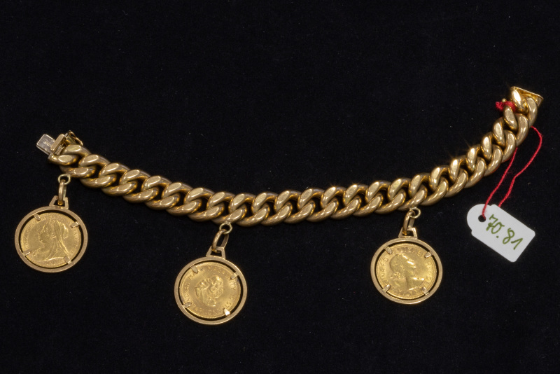 Kette, 750/f, Gelbgold, Münzanhänger (britisch) Bild 1