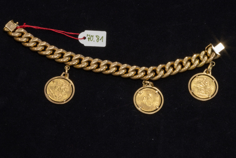 Kette, 750/f, Gelbgold, Münzanhänger (britisch) Bild 2