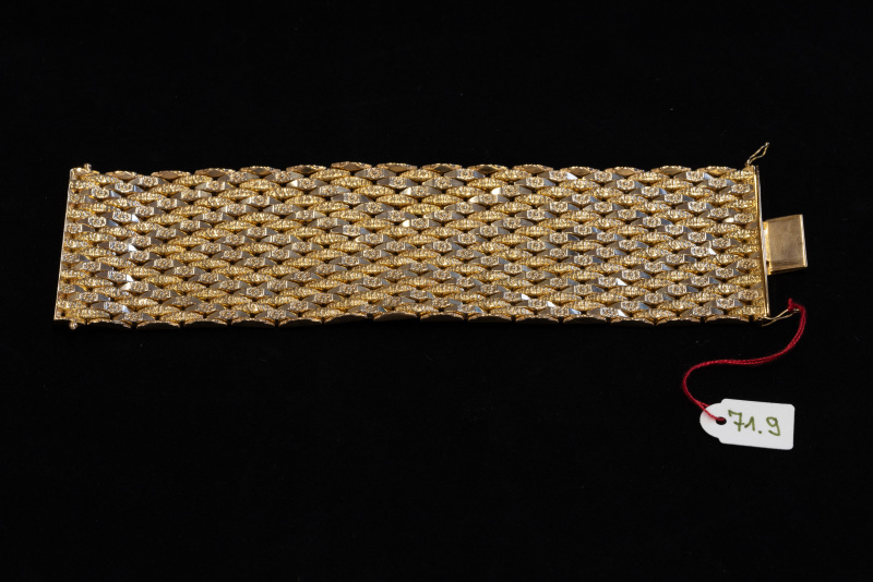 Armband, 750/f, Gelbgold, ca. 57mm breit