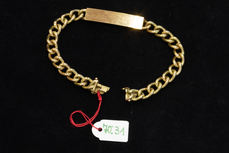Kette, 750/f, Gelbgold, mit Gravurplatte
