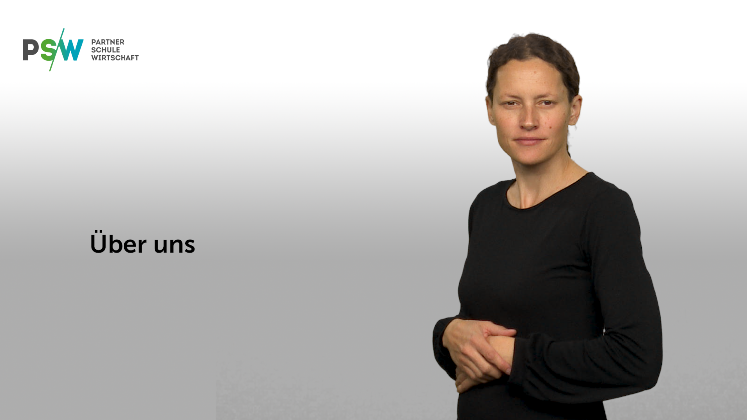 "Über uns" mit Gebärdensprachdolmetscherin