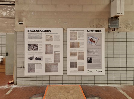 Ausstellungstafeln zur NS-Zwangsarbeit auf dem Dragonerareal