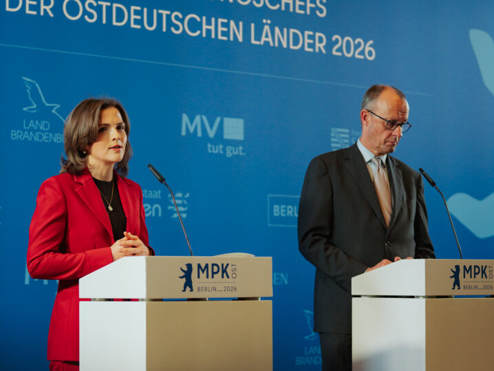 Die Beauftragte der Bundesregierung für Ostdeutschland Elisabeth Kaiser bei der Konferenz der Regierungschefin und der Regierungschefs der Ostdeutschen Länder 2026