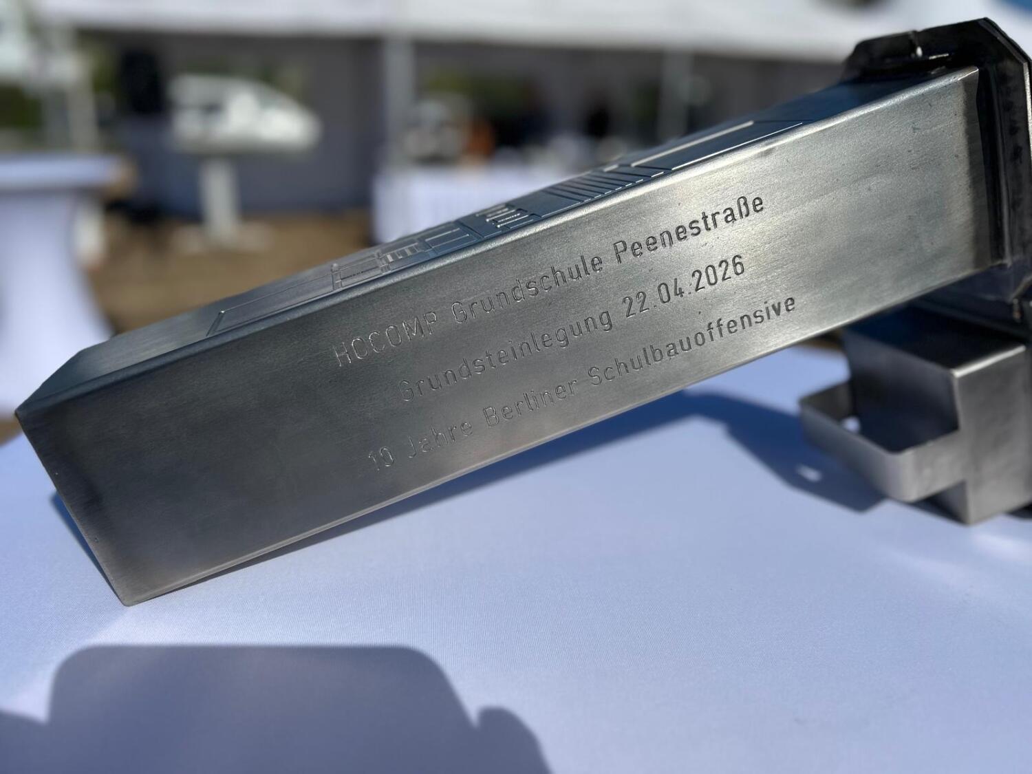 Grundstein der Grundschule Peenestraße