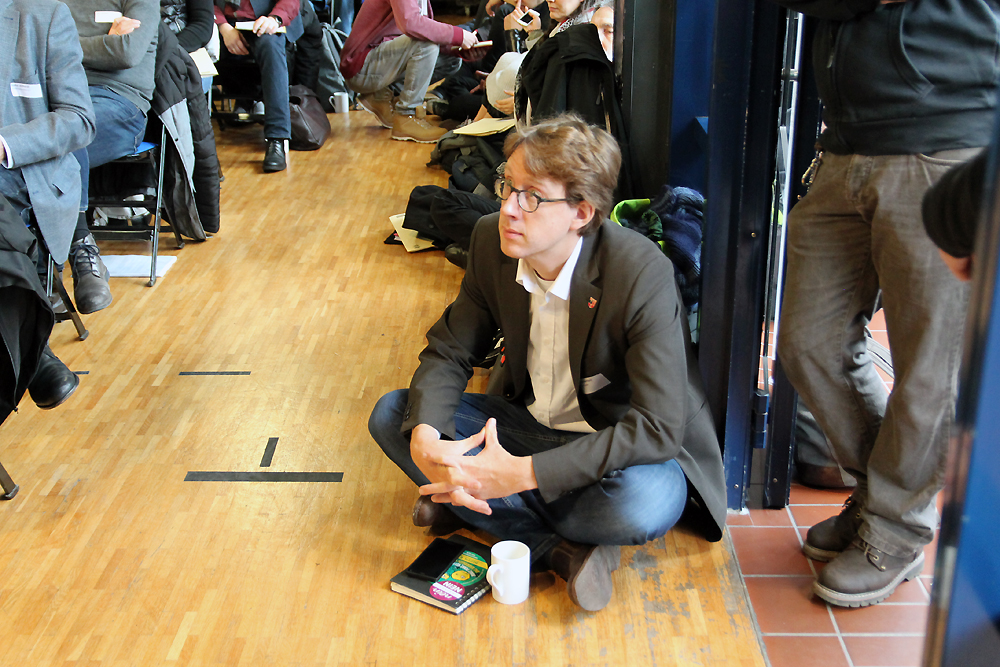 Jochen Biedermann, Bezirksstadtrat von Neukölln, auf der 1. Berliner Strategiekonferenz zur Wohnungslosenhilfe am 10. Januar 2018