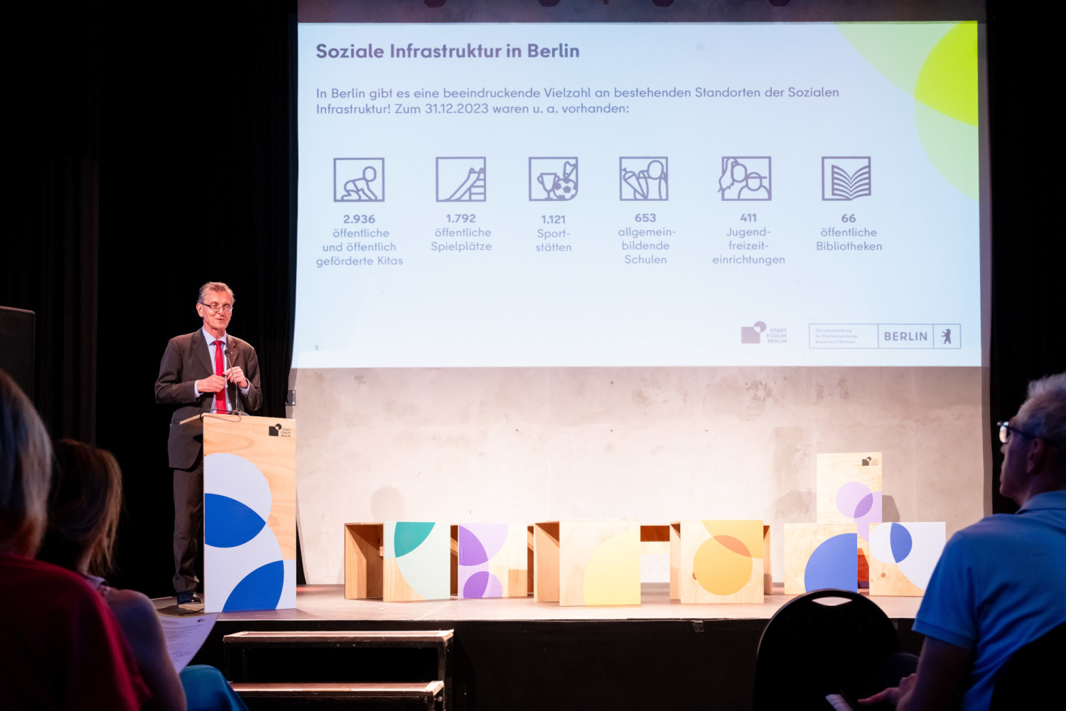 … und gibt einen kurzen Überblick über die soziale Infrastruktur Berlins.