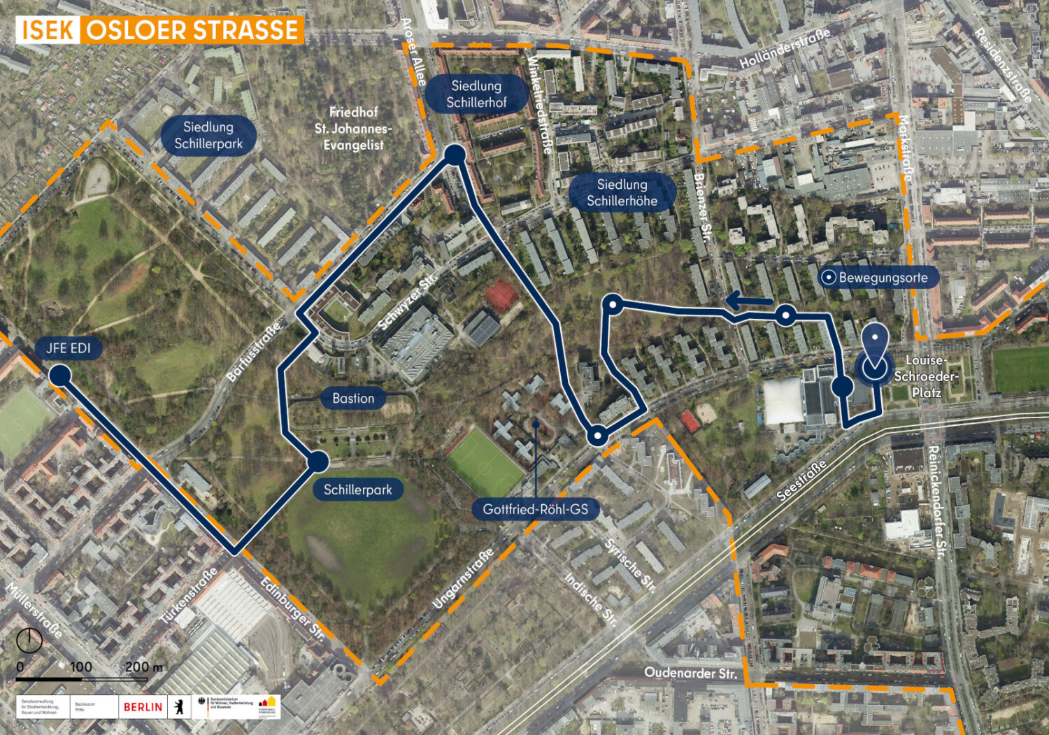 Karte des 1. Rundgangs zum ISEK Osloer Straße am 10.06.2026