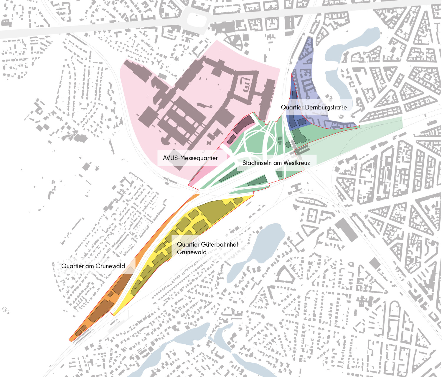 Übersicht der Quartiere im neuen Stadtquartier Stadteingang West