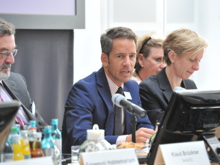 Klaus Brückner, Leiter Repräsentanz Berlin der GIZ, Dr. Rainer Seider, Senatsverwaltung für Wirtschaft, Technologie und Frauen, Silvia Fehrmann, Haus der Kulturen der Welt, Dr. Maritta Koch-Weser, Earth3000, (von links nach rechts)