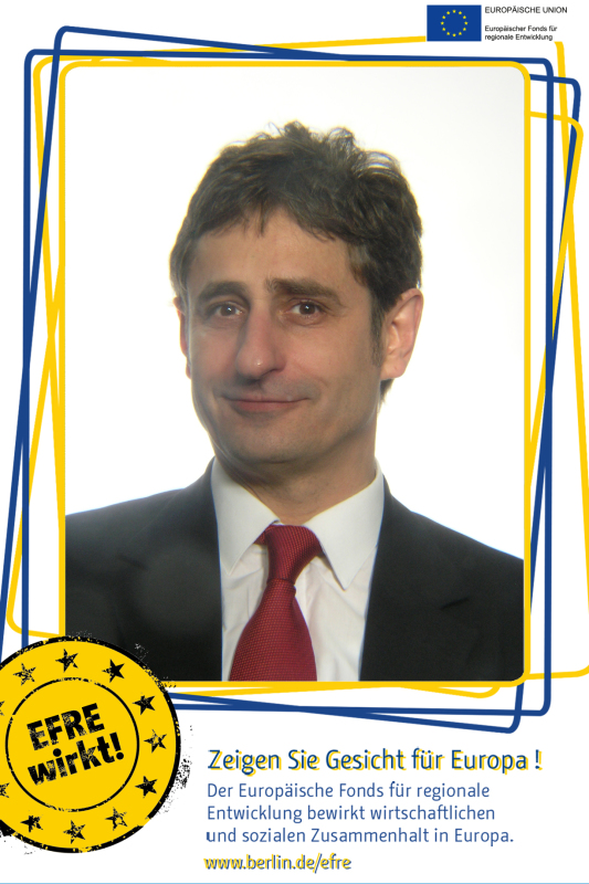 EIn Mann im Fotoboxrahmen EFRE: Zeigen Sie Gesicht für Europa!