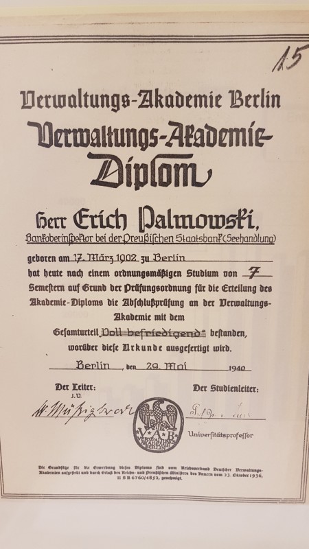 Foto eines VAk-Diploms 1940