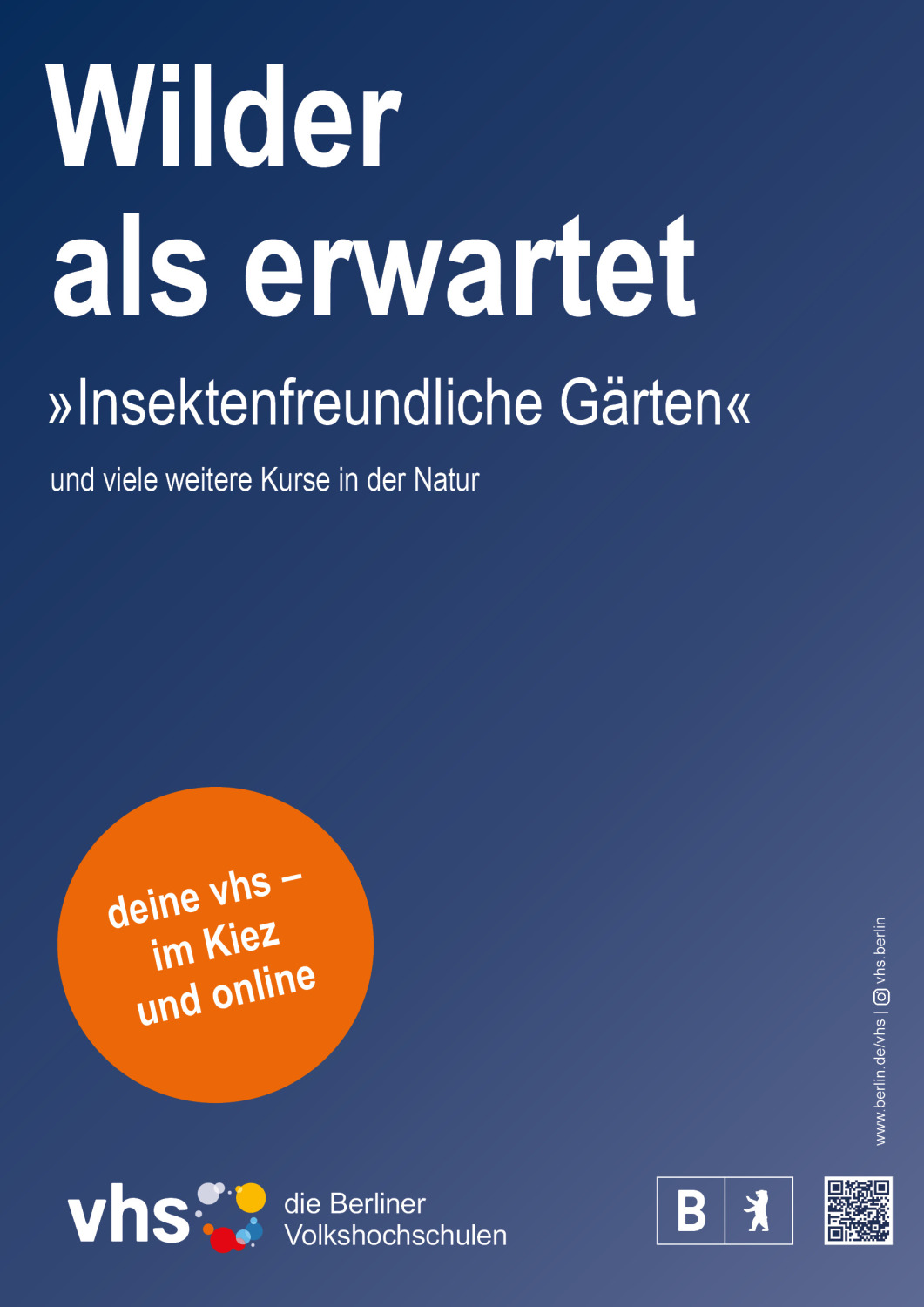 Plakat der Berliner vhs-Kamapage ab 2023 - Wilder als erwartet 
